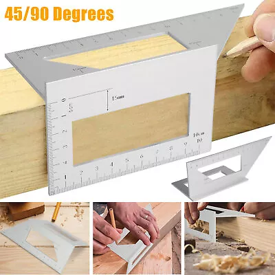 45/90 Degree Gauge Right Angle Ruler Measuring Tool Woodworking Use Protractor • $10.48