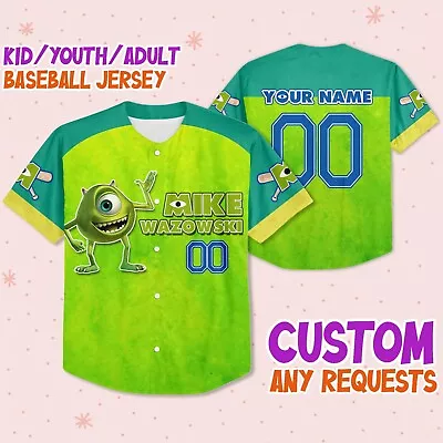 Custom Monster Inc Mike Green Baseball Jersey Matching Baseball Baseball Jersey • $39.99