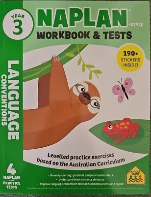 Year 3 NAPLAN-Style Workbook & Tests LANGUAGE CONVENTIONS 190+ Stickers NEW 2022 • $15