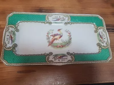 STUNNING MYOTTS ROYAL CROWN  PLATE GREEN 'CHELSEA BIRD' By A ROBERTS • £12