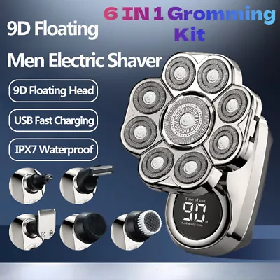 9D Electric Shaver Beard Trimmer Bald Head Razor 6IN1 Wet/Dry Men Grooming Kits • $33.99