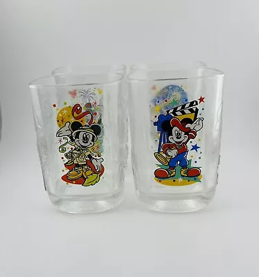 McDonald’s Walt Disney World 2000 Celebration Mickey Mouse Glass Cups Set Of 4 • $34.99