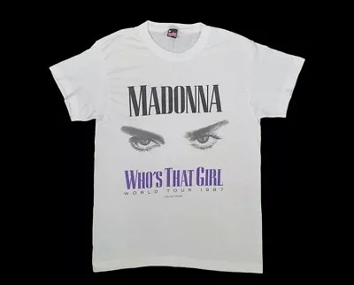 Vintage 1987 MADONNA Who's That Girl UK World Tour Concert T Shirt Size S-M • $15.99