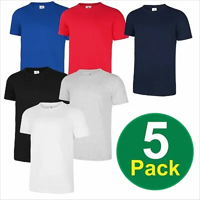 Uneek 5 PACK Unisex Mens Regular T-SHIRT Plain 100% Cotton Blank Tee T Shirt TOP • £15.07