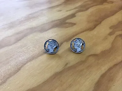 Men’s Silver Mercury Dime Replica Cuff Links - Pre Owned And In VVGUC • $15