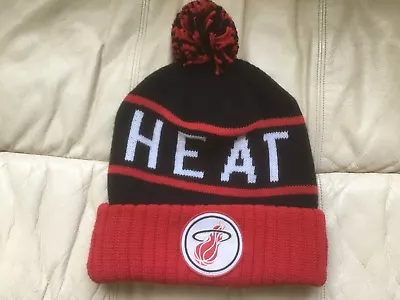 Miami Heat Black On Red Cuffed Beanie Winter Cap Hat Authentic Mitchell & Ness • $15.99