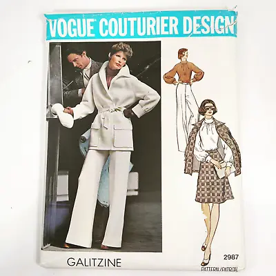 UNCUT Vintage GALITZINE Vogue Couturier Design Pattern 2987 Sz 12 Jacket Pants • $24.99