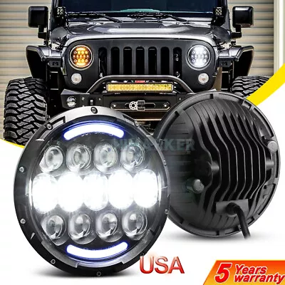 For Jeep Wrangler JK LJ TJ 1997-18 7 Inch Round LED Headlight High-Low Beam Lamp • $36.99