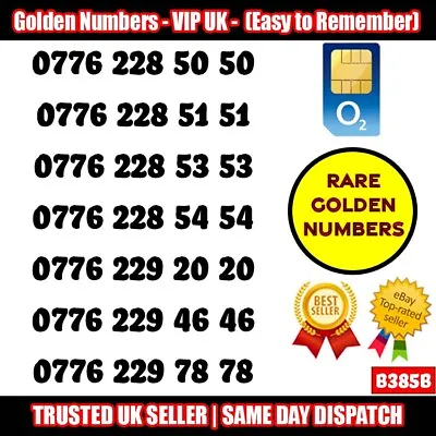 Gold Easy Mobile Number Memorable Platinum Vip Uk Pay As You Go Sim Card - B385b • £4.95