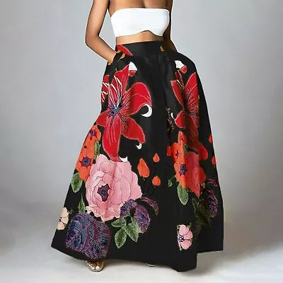 Womens Skirts Korean Skirt Bohemian Floral Print SkirtParty Long Maxi Skirt • $27.33