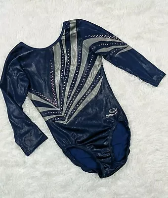 $49 • Buy Dreamlight Competition Gymnastics Leotard GK AXS 12-14 Navy 3/4 Sleeves