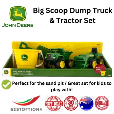 $28.48 • Buy John Deere Dump Truck & Tractor Set Big Scoop Kids Sandbox Vehicle Toys 2y+