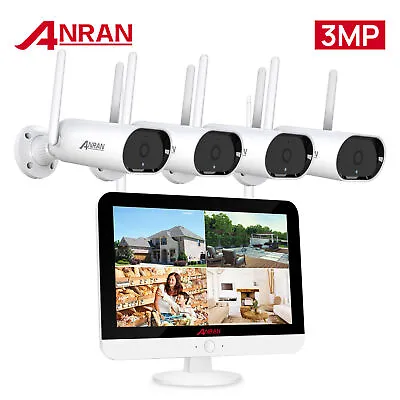 ANRAN Wireless Security Camera System WiFi 8CH 12 Monitor NVR Outdoor Home CCTV • $49.99