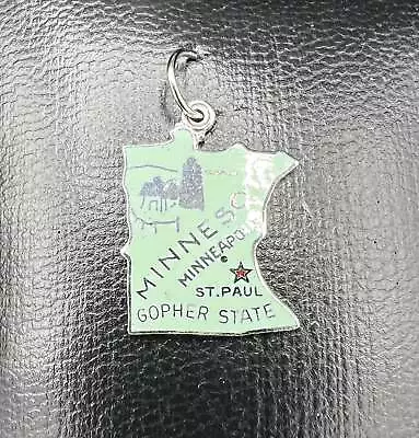 Vintage Sterling Silver Enameled Charm | Minnesota State • $13.49