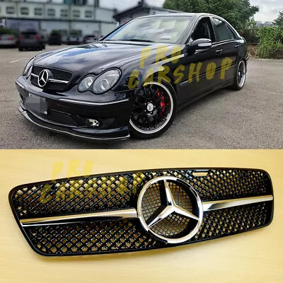 Mercedes-Benz C-Class W203 Gloss Black Front Grille 01-07 C200 C240 C280 C320 • $150.21