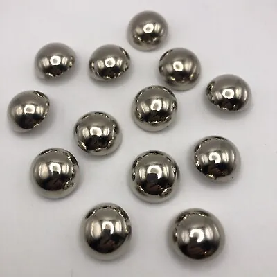 $6.99 • Buy Vtg Shiny Silver Tone Domed Round Shank Button 20mm Lot Of 4 D820