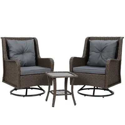 $580 • Buy Gardeon Outdoor Chairs Patio Furniture Lounge Setting 3 Pcs Wicker Swivel Chair