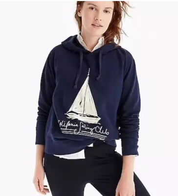 J Crew L0541 XS Hoodie Sweatshirt NAVY  California Sailing Club  Super Cute • $11.24