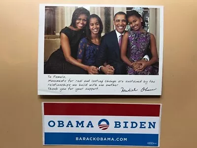 Vintage 2012- President Obama Family Post Card & - Election Bumper Sticker • $29.95