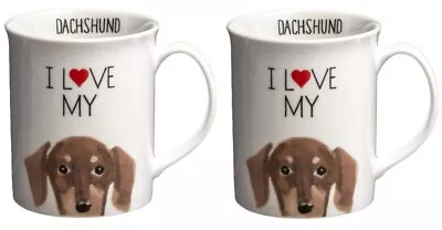 Set Of 2 I Love My Dachshund Dog Coffee Cup • $20