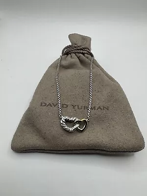 David Yurman Silver & 18K Gold Cable Collectibles Interlocking Heart Necklace • $270