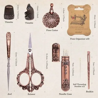 Vintage Sewing Kit Complete European Style Antique Embroidery Scissors Set • $79