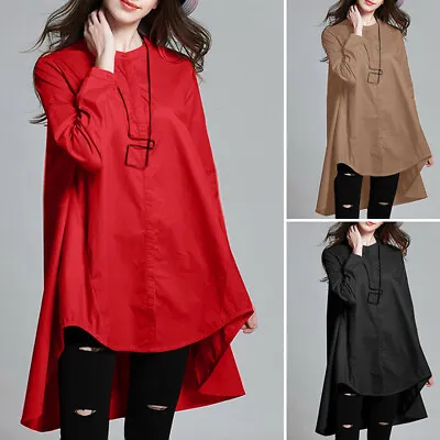 ZANZEA Women Buttons Long Sleeve Asymmetrical Hem Shirt Tops Swing Tunic Blouse • $33.62