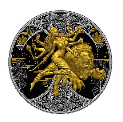 2024 Cameroon Durga 1 Oz Silver Ruthenium Dark Gilded Coin • $109