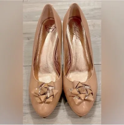 Anthropologie Miss Albright Tan Camel Gift Bow Leather High Heels Size 10 • $54.99