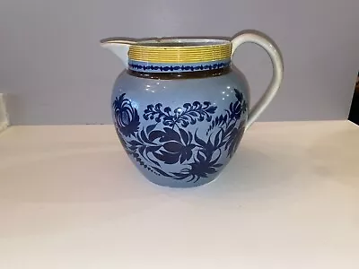 LA3 Staffordshire Pearlware Dipped Pitcher Slip Mochaware Floral Leeds 1820 • $195