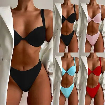 UK Sexy Womens Brazilian Bikini Set Push Up Padded Bandage Swimsuit Swimwear • £9.81