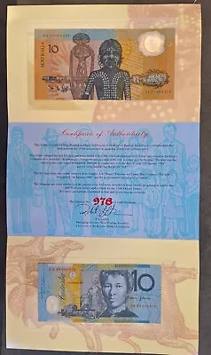 1998 Australia $10.00 10th Anniversary Polymer Banknotes In Premium Presentation • $25