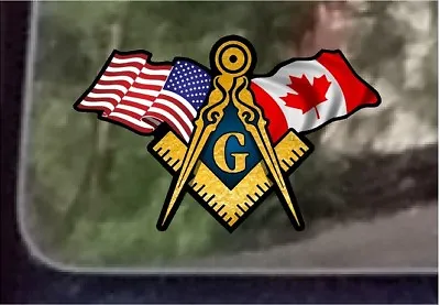 ProSticker 087 (One) 3  X 5  American Canada Flags Masonic Decal Sticker USA • $7.95