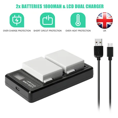 2x LP-E8 Battery + LCD Dual Charger For Canon EOS 550D 600D 650D 700D Kiss X4 X5 • £23.89