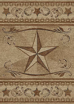 Abilene Area Rug Runner Western Cowboy Star Cabin Red Beige *FREE SHIPPING* • $39.99