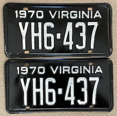 Matched Pair 1970 Virginia Tractor For Hire License Plates - YOM Eligible • $35