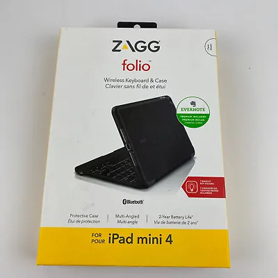 $17 • Buy ZAGG Folio Case, Hinged With Backlit Bluetooth Keyboard For IPad Mini 4 - Black
