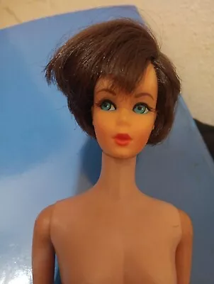 1960s Vintage Barbie Rooted Eyelashes -Short Dark Hair - Painted Nails  • $89