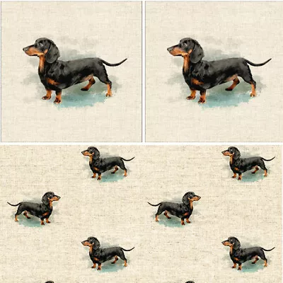 Cotton Rich Linen Fabric Dachshund Dog Standing Curtain Upholstery Cushion Panel • £4.65