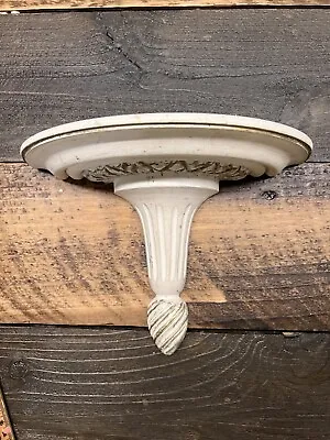 Wood Wall Sconce Corbel Shabby White Shelf Hand Carved Crafted Vintage Country • $25