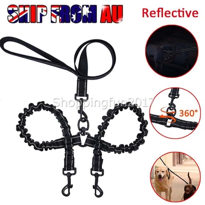 $13.99 • Buy 2 Way Double Dog Leash Lead Walk Two Dogs With One Lead COUPLER NYLON HARNESS AU