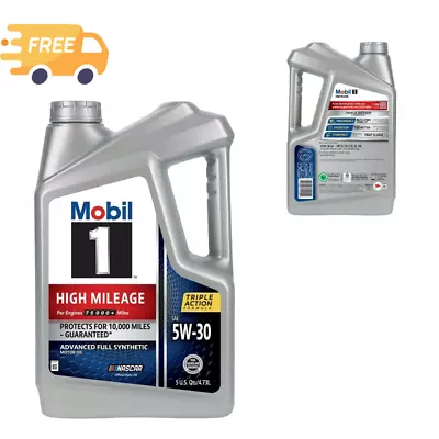 Mobil 1 High Mileage Full Synthetic Motor Oil 5W-30 5 Qt • $27.30