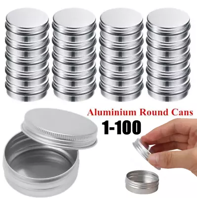 Metal Storage Tin Jar W/ Lid Small Round Craft Stash Pot Lip Balm Cosmetics • £3.91