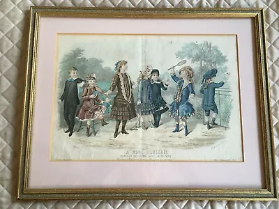 Vtg French Print La Mode Illustree Paris Victorian Costumes Girls Badminton Game • $36.69