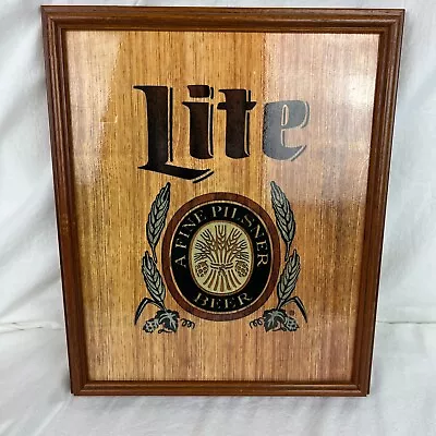 Vintage Miller Lite  A Fine Pilsner Beer  Wooden Sign Wood Frame • $75