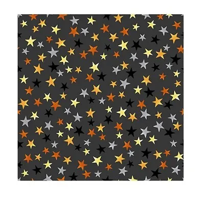 Halloween Fabric | Midnight Magic Orange Gray Star Toss | Studio E YARD • $10.98