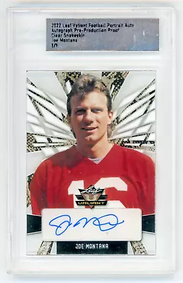 1/1 SNAKESKIN Joe Montana 2022 Leaf Valiant Autograph Pre-Production Proof Auto • $0.99