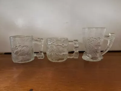The FLINTSTONES McDonalds Set Of 3 Drinking Mugs Glasses RocDonalds Cups • $18