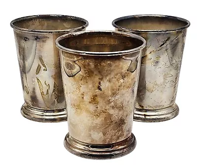 3 ~ VINTAGE Silver Plate Mint Julep Cups SHERIDAN / SCHWEPPES • $75