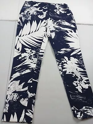 Vince Camuto Pants Women Size 6 Blue Palm Floral Print • $17.99